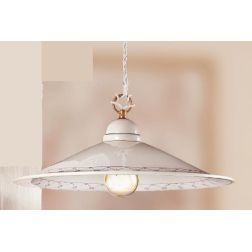 2015.2 SOSPENSIONE SINGOLA D43 CM IN TERRACOTTA BIANCA LUCIDA DECORATA 5 COLORI MADE IN ITALY CRISTALENSI CERAMICA - Cristalensi