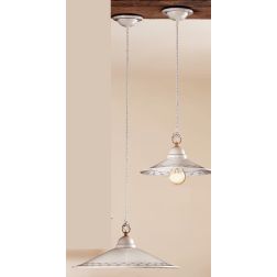 2015.2 SOSPENSIONE SINGOLA D43 CM IN TERRACOTTA BIANCA LUCIDA DECORATA 5 COLORI MADE IN ITALY CRISTALENSI CERAMICA - Cristalensi 2