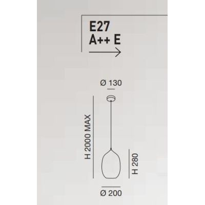 3519-40 INFINITY SOSPENSIONE OVALE DIAMETRO CM 20 MODERNA AD UNA LUCE IN VETRO SOFFIATO FUME Fabas Luce - Cristalensi Shop Onlin
