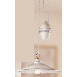 2015.1 SOSPENSIONE SALISCENDI D43 CM IN TERRACOTTA BIANCA LUCIDA DECORATA 5 COLORI MADE IN ITALY CRISTALENSI CERAMICA - Cristale