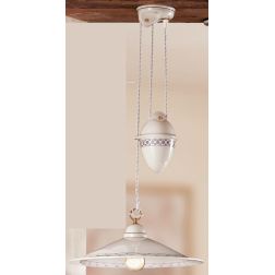 2015.1 SOSPENSIONE SALISCENDI D43 CM IN TERRACOTTA BIANCA LUCIDA DECORATA 5 COLORI MADE IN ITALY CRISTALENSI CERAMICA - Cristale 2