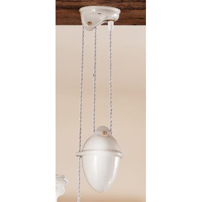 2016.1 SOSPENSIONE SALISCENDI D40 CM IN TERRACOTTA BIANCA LUCIDA TRAFORATA MADE IN ITALY CRISTALENSI CERAMICA - Cristalensi Shop