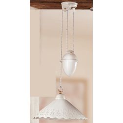 2016.1 SOSPENSIONE SALISCENDI D40 CM IN TERRACOTTA BIANCA LUCIDA TRAFORATA MADE IN ITALY CRISTALENSI CERAMICA - Cristalensi Shop 2