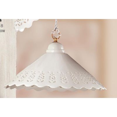 2016.1 SOSPENSIONE SALISCENDI D40 CM IN TERRACOTTA BIANCA LUCIDA TRAFORATA MADE IN ITALY CRISTALENSI CERAMICA - Cristalensi Shop