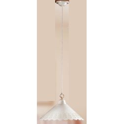 2016.2 SOSPENSIONE SINGOLA D40 CM IN TERRACOTTA BIANCA LUCIDA TRAFORATA MADE IN ITALY CRISTALENSI CERAMICA - Cristalensi Shop On 2