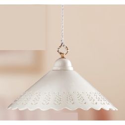 2016.2 SOSPENSIONE SINGOLA D40 CM IN TERRACOTTA BIANCA LUCIDA TRAFORATA MADE IN ITALY CRISTALENSI CERAMICA - Cristalensi Shop On