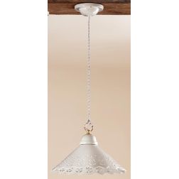 2016.3 SOSPENSIONE SINGOLA D30 CM IN TERRACOTTA BIANCA LUCIDA TRAFORATA MADE IN ITALY CRISTALENSI CERAMICA - Cristalensi Shop On 2