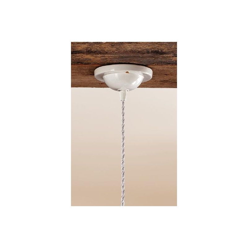 2016.3 SOSPENSIONE SINGOLA D30 CM IN TERRACOTTA BIANCA LUCIDA TRAFORATA MADE IN ITALY CRISTALENSI CERAMICA - Cristalensi Shop On