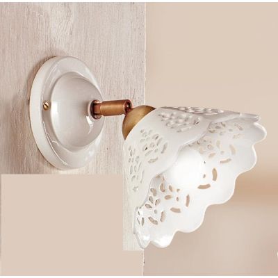 2016.4 APPLIQUE SPOT D18 CM IN TERRACOTTA BIANCA LUCIDA TRAFORATA CON SNODO IN OTTONE MADE IN ITALY CRISTALENSI CERAMICA - Crist