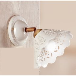 2016.4 APPLIQUE SPOT D18 CM IN TERRACOTTA BIANCA LUCIDA TRAFORATA CON SNODO IN OTTONE MADE IN ITALY CRISTALENSI CERAMICA - Crist 2