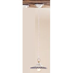 2018.4 SOSPENSIONE SINGOLA D21 CM IN TERRACOTTA BIANCA LUCIDA CON BORDO DECORATO MADE IN ITALY CRISTALENSI CERAMICA - Cristalens 2