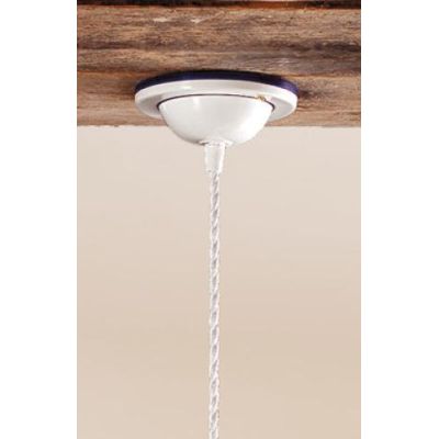 2018.4 SOSPENSIONE SINGOLA D21 CM IN TERRACOTTA BIANCA LUCIDA CON BORDO DECORATO MADE IN ITALY CRISTALENSI CERAMICA - Cristalens