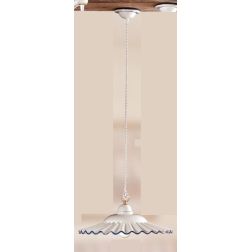 2018.2 SOSPENSIONE SINGOLA D43 CM IN TERRACOTTA BIANCA LUCIDA CON BORDO DECORATO MADE IN ITALY CRISTALENSI CERAMICA - Cristalens 2