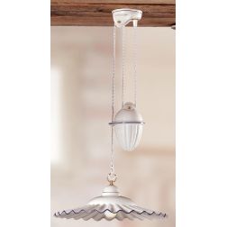 2018.1 SOSPENSIONE SALISCENDI D43 CM IN TERRACOTTA BIANCA LUCIDA CON BORDO DECORATO MADE IN ITALY CRISTALENSI CERAMICA - Cristal 2