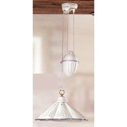 2019.1 SOSPENSIONE SALISCENDI D39 CM IN TERRACOTTA BIANCA LUCIDA TRAFORATA CON BORDO DECORATO MADE IN ITALY CRISTALENSI CERAMICA 2