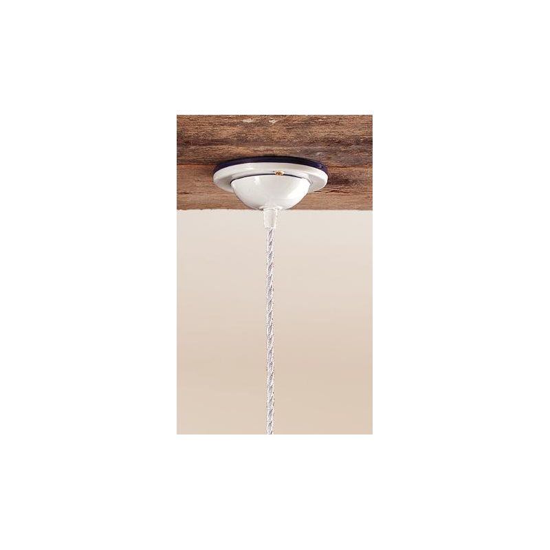 2019.3 SOSPENSIONE SINGOLA D23 CM IN TERRACOTTA BIANCA LUCIDA TRAFORATA CON BORDO DECORATO MADE IN ITALY CRISTALENSI CERAMICA -