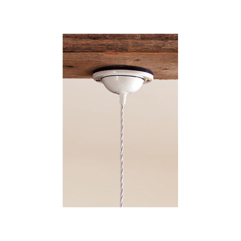 2020.3 SOSPENSIONE SINGOLA D28 CM IN TERRACOTTA BIANCA LUCIDA TRAFORATA CON BORDO DECORATO MADE IN ITALY CRISTALENSI CERAMICA -