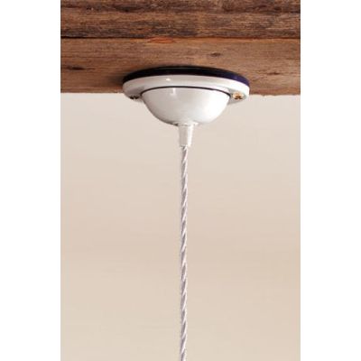 2020.3 SOSPENSIONE SINGOLA D28 CM IN TERRACOTTA BIANCA LUCIDA TRAFORATA CON BORDO DECORATO MADE IN ITALY CRISTALENSI CERAMICA -