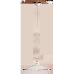 2020.2 SOSPENSIONE SINGOLA D43 CM IN TERRACOTTA BIANCA LUCIDA TRAFORATA CON BORDO DECORATO MADE IN ITALY CRISTALENSI CERAMICA - 2