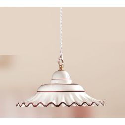 2115.B SOSPENSIONE SINGOLA 3 MISURE IN TERRACOTTA BIANCA LUCIDA CON DECORI IN 6 COLORI MADE IN ITALY CRISTALENSI CERAMICA - Cris