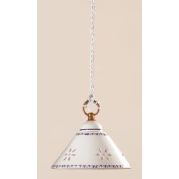 2017.4 SOSPENSIONE SINGOLA D18 CM IN TERRACOTTA BIANCA TRAFORATA CON DECORI IN 5 COLORI MADE IN ITALY CRISTALENSI CERAMICA - Cri