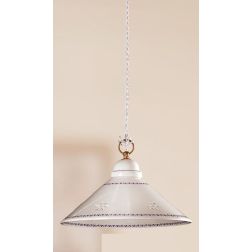 2017.3 SOSPENSIONE SINGOLA D30 CM IN TERRACOTTA BIANCA TRAFORATA CON DECORI IN 5 COLORI MADE IN ITALY CRISTALENSI CERAMICA - Cri