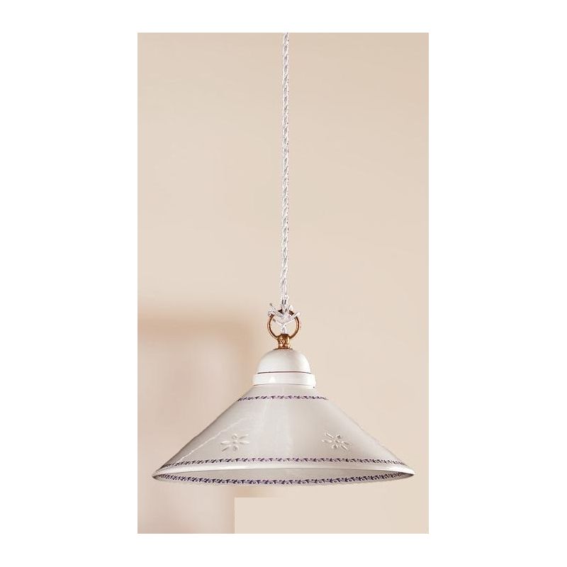 2017.3 SOSPENSIONE SINGOLA D30 CM IN TERRACOTTA BIANCA TRAFORATA CON DECORI IN 5 COLORI MADE IN ITALY CRISTALENSI CERAMICA - Cri