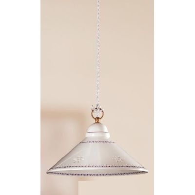 2017.3 SOSPENSIONE SINGOLA D30 CM IN TERRACOTTA BIANCA TRAFORATA CON DECORI IN 5 COLORI MADE IN ITALY CRISTALENSI CERAMICA - Cri