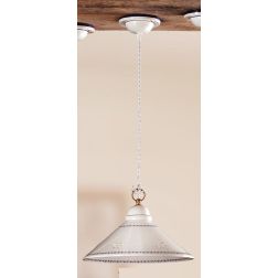 2017.3 SOSPENSIONE SINGOLA D30 CM IN TERRACOTTA BIANCA TRAFORATA CON DECORI IN 5 COLORI MADE IN ITALY CRISTALENSI CERAMICA - Cri 2