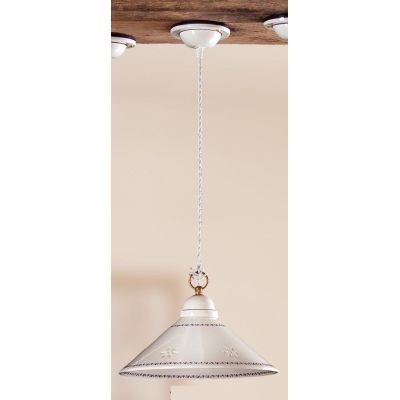 2017.3 SOSPENSIONE SINGOLA D30 CM IN TERRACOTTA BIANCA TRAFORATA CON DECORI IN 5 COLORI MADE IN ITALY CRISTALENSI CERAMICA - Cri