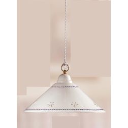 2017.2 SOSPENSIONE SINGOLA D40 CM IN TERRACOTTA BIANCA TRAFORATA CON DECORI IN 5 COLORI MADE IN ITALY CRISTALENSI CERAMICA - Cri