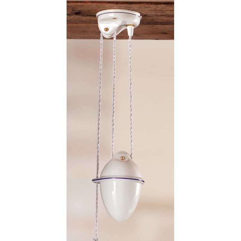 2017.1 SOSPENSIONE SALISCENDI D40 CM IN TERRACOTTA BIANCA TRAFORATA CON DECORI IN 5 COLORI MADE IN ITALY CRISTALENSI CERAMICA -