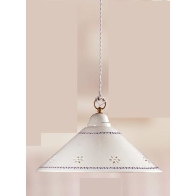 2017.1 SOSPENSIONE SALISCENDI D40 CM IN TERRACOTTA BIANCA TRAFORATA CON DECORI IN 5 COLORI MADE IN ITALY CRISTALENSI CERAMICA -