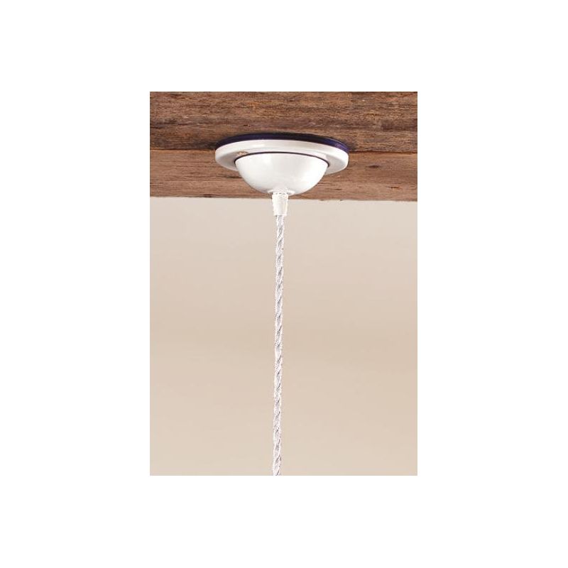 2115.C SOSPENSIONE SINGOLA 3 MISURE IN TERRACOTTA BIANCA ONDULATA CON DECORI IN 5 COLORI MADE IN ITALY CRISTALENSI CERAMICA - Cr