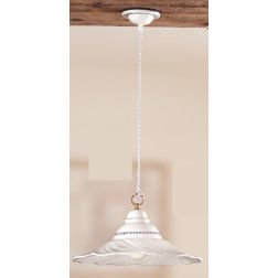 2115.C SOSPENSIONE SINGOLA 3 MISURE IN TERRACOTTA BIANCA ONDULATA CON DECORI IN 5 COLORI MADE IN ITALY CRISTALENSI CERAMICA - Cr 2