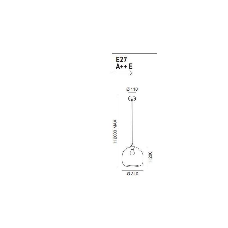 3490-40 MAIA SOSPENSIONE AD UNA SOLA LUCE MODERNA IN VETRO SOFFIATO AMBRA O FUME DELLA FABAS LUCE Fabas Luce - Cristalensi Shop