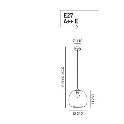 3490-40 MAIA SOSPENSIONE AD UNA SOLA LUCE MODERNA IN VETRO SOFFIATO AMBRA O FUME DELLA FABAS LUCE Fabas Luce - Cristalensi Shop