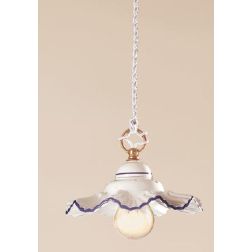 2115.A SOSPENSIONE SINGOLA 3 MISURE IN TERRACOTTA BIANCA SMERLATA CON FILO DECORATO IN 5 COLORI MADE IN ITALY CRISTALENSI CERAMI