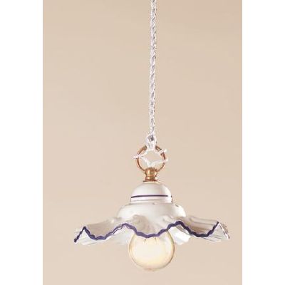 2115.A SOSPENSIONE SINGOLA 3 MISURE IN TERRACOTTA BIANCA SMERLATA CON FILO DECORATO IN 5 COLORI MADE IN ITALY CRISTALENSI CERAMI