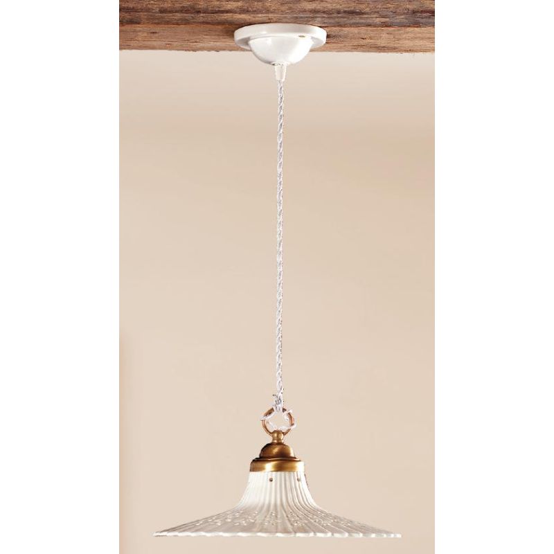 2116 SOSPENSIONE SINGOLA 2 MISURE IN TERRACOTTA BIANCA LAVORATA E TRAFORATA MADE IN ITALY CRISTALENSI CERAMICA - Cristalensi Sho