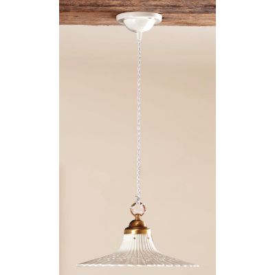 2116 SOSPENSIONE SINGOLA 2 MISURE IN TERRACOTTA BIANCA LAVORATA E TRAFORATA MADE IN ITALY CRISTALENSI CERAMICA - Cristalensi Sho