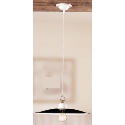 2119 SOSPENSIONE SINGOLA 2 MISURE IN TERRACOTTA NERA CON INTERNO DECORATO BIANCO MADE IN ITALY CRISTALENSI CERAMICA - Cristalens