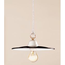 2119 SOSPENSIONE SINGOLA 2 MISURE IN TERRACOTTA NERA CON INTERNO DECORATO BIANCO MADE IN ITALY CRISTALENSI CERAMICA - Cristalens 2