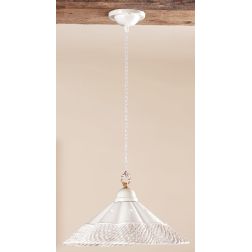 2117.1 SOSPENSIONE SINGOLA D39 CM IN TERRACOTTA BIANCA CON MOTIVO TRAFORATO MADE IN ITALY CRISTALENSI CERAMICA - Cristalensi Sho 2