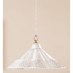 2117.1 SOSPENSIONE SINGOLA D39 CM IN TERRACOTTA BIANCA CON MOTIVO TRAFORATO MADE IN ITALY CRISTALENSI CERAMICA - Cristalensi Sho