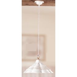2118.1 SOSPENSIONE SINGOLA D39 CM IN TERRACOTTA BIANCA CON MOTIVO TRAFORATO MADE IN ITALY CRISTALENSI CERAMICA - Cristalensi Sho 2