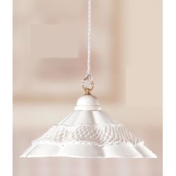 2118.1 SOSPENSIONE SINGOLA D39 CM IN TERRACOTTA BIANCA CON MOTIVO TRAFORATO MADE IN ITALY CRISTALENSI CERAMICA - Cristalensi Sho