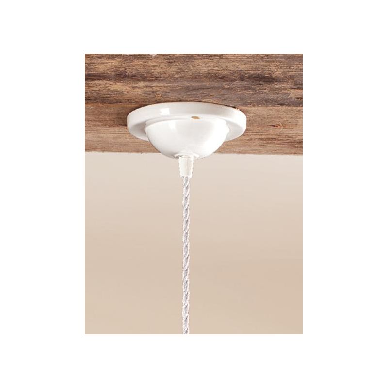 2118.1 SOSPENSIONE SINGOLA D39 CM IN TERRACOTTA BIANCA CON MOTIVO TRAFORATO MADE IN ITALY CRISTALENSI CERAMICA - Cristalensi Sho