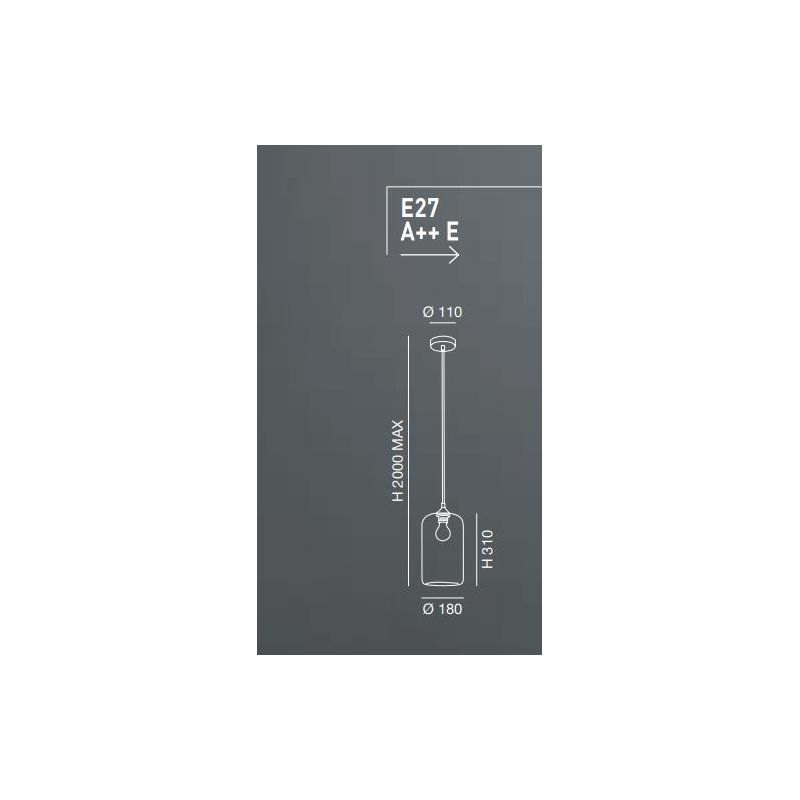 3491-40 SILO SOSPENSIONE AD UNA SOLA LUCE MODERNA IN VETRO SOFFIATO AMBRA O FUME DI FABAS LUCE Fabas Luce - Cristalensi Shop Onl