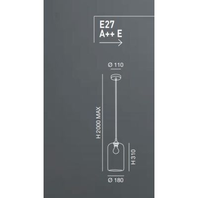 3491-40 SILO SOSPENSIONE AD UNA SOLA LUCE MODERNA IN VETRO SOFFIATO AMBRA O FUME DI FABAS LUCE Fabas Luce - Cristalensi Shop Onl